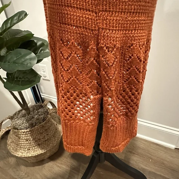 Philosophy Maxi Knit Orange Cardigan Size L Slit Hem - Picture 6 of 12